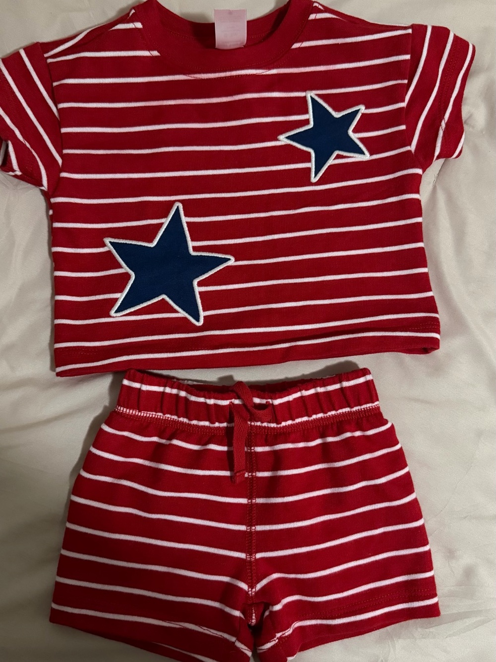 Carter's Red & White Striped Pajama Set with Navy Star Appliques